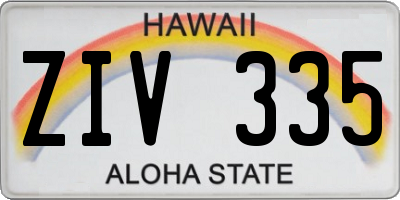 HI license plate ZIV335