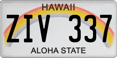 HI license plate ZIV337