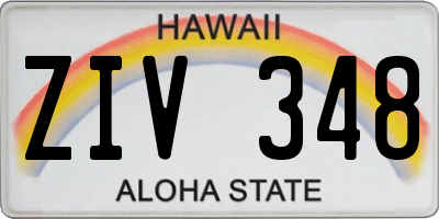 HI license plate ZIV348