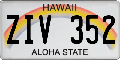 HI license plate ZIV352