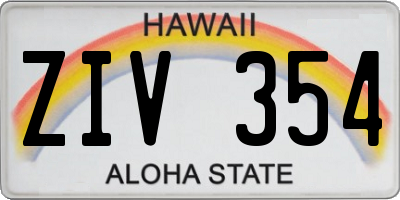 HI license plate ZIV354