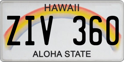 HI license plate ZIV360