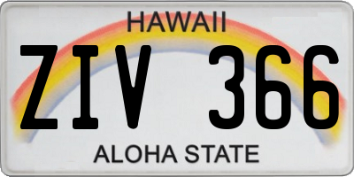 HI license plate ZIV366