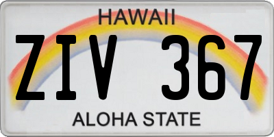 HI license plate ZIV367