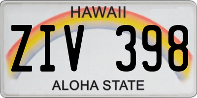 HI license plate ZIV398