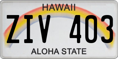 HI license plate ZIV403