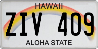 HI license plate ZIV409