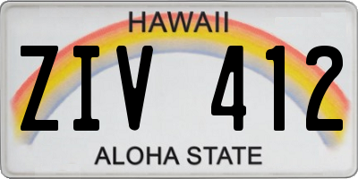HI license plate ZIV412