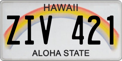 HI license plate ZIV421
