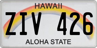 HI license plate ZIV426