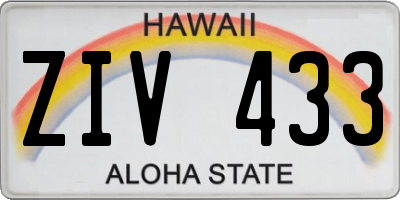 HI license plate ZIV433