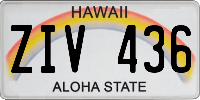 HI license plate ZIV436