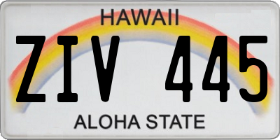 HI license plate ZIV445