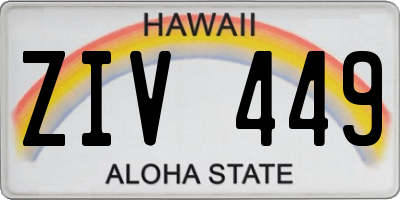 HI license plate ZIV449