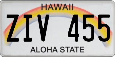 HI license plate ZIV455