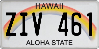 HI license plate ZIV461