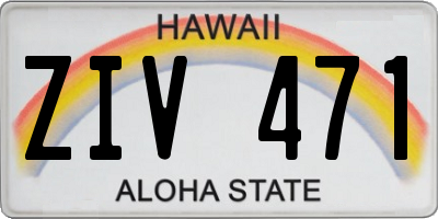 HI license plate ZIV471