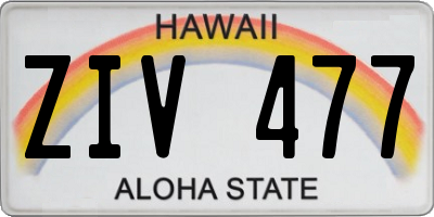 HI license plate ZIV477