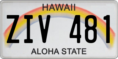 HI license plate ZIV481