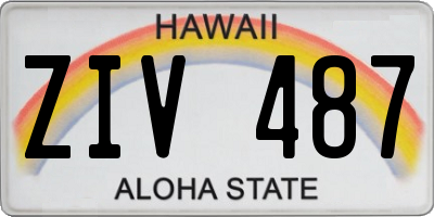HI license plate ZIV487