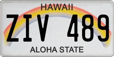 HI license plate ZIV489