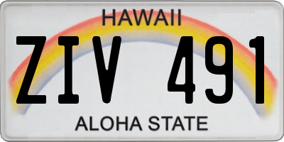 HI license plate ZIV491
