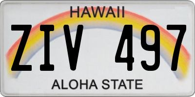 HI license plate ZIV497