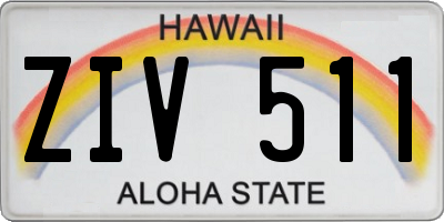 HI license plate ZIV511