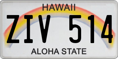 HI license plate ZIV514