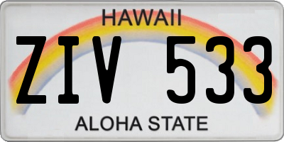 HI license plate ZIV533