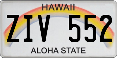HI license plate ZIV552