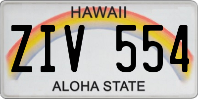 HI license plate ZIV554