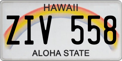 HI license plate ZIV558