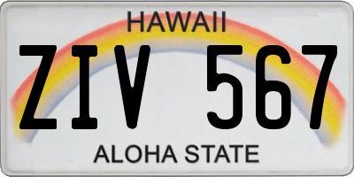 HI license plate ZIV567