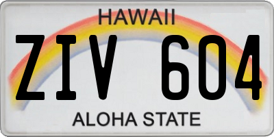 HI license plate ZIV604