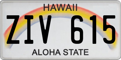 HI license plate ZIV615
