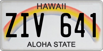 HI license plate ZIV641
