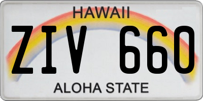 HI license plate ZIV660