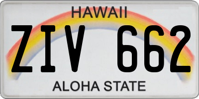 HI license plate ZIV662