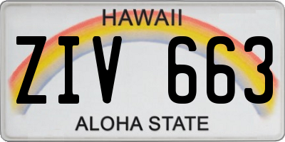 HI license plate ZIV663