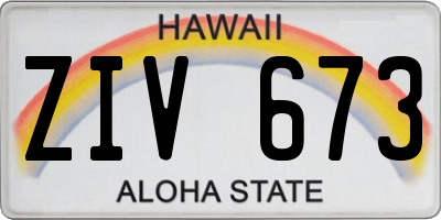 HI license plate ZIV673
