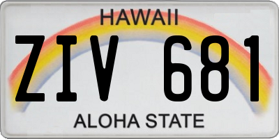 HI license plate ZIV681