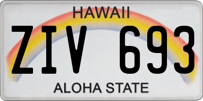 HI license plate ZIV693