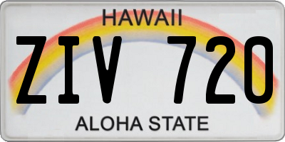 HI license plate ZIV720