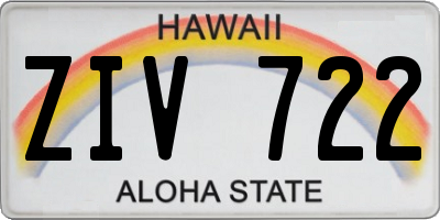 HI license plate ZIV722