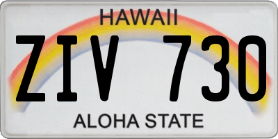 HI license plate ZIV730