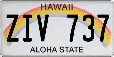 HI license plate ZIV737