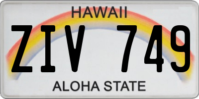 HI license plate ZIV749