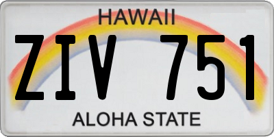 HI license plate ZIV751