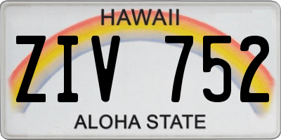 HI license plate ZIV752